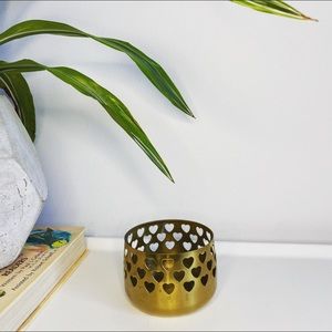 Vintage Brass Hearts Candle Holder